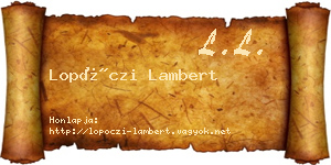 Lopóczi Lambert névjegykártya